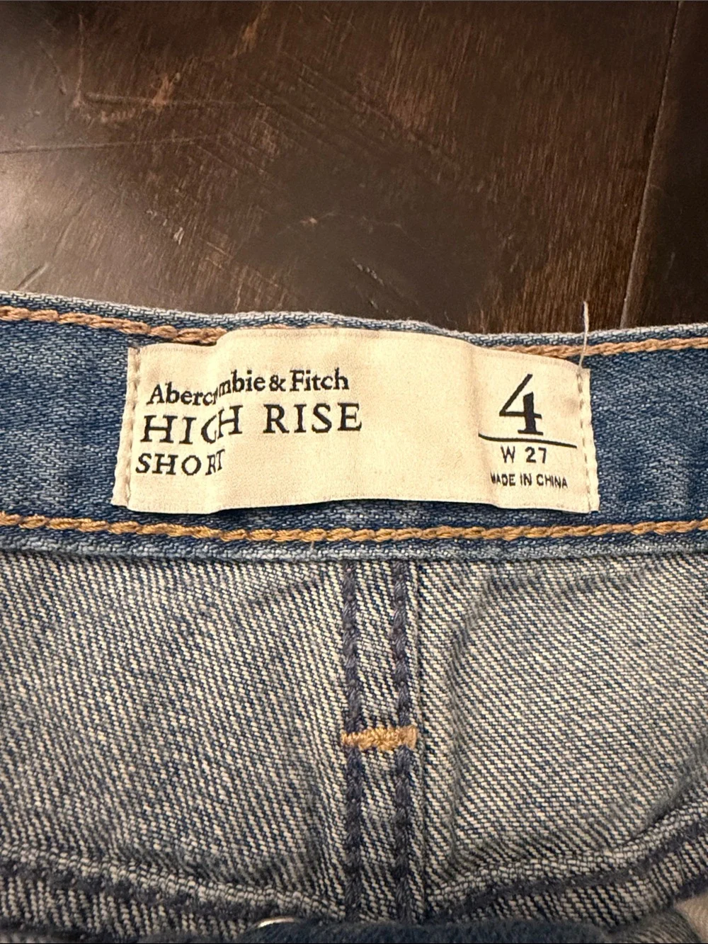 Abercrombie & Fitch Light Blue Distressed Denim Shorts with Floral Embroidery
